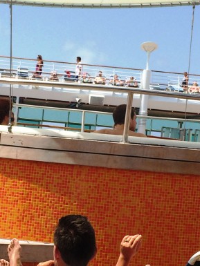 One of many Hot tubs - and a view of Deck 12 above